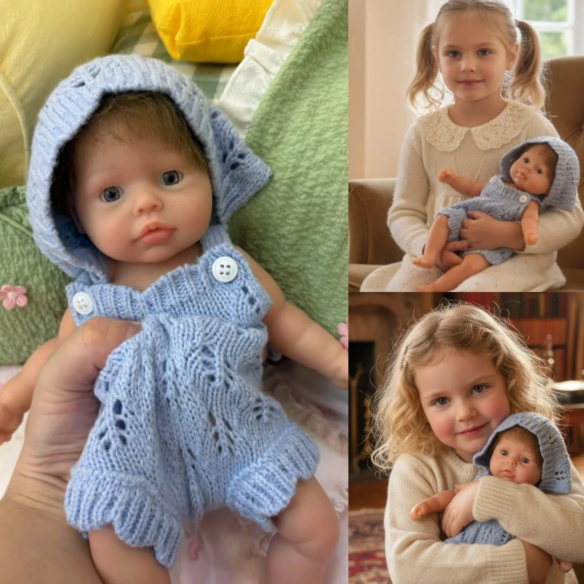 

Aizwa1 10 Inch Cute Bebe Reborn Girl Lifelike Soft Silicone Doll With Hand Rooted Hair For Children Birthday