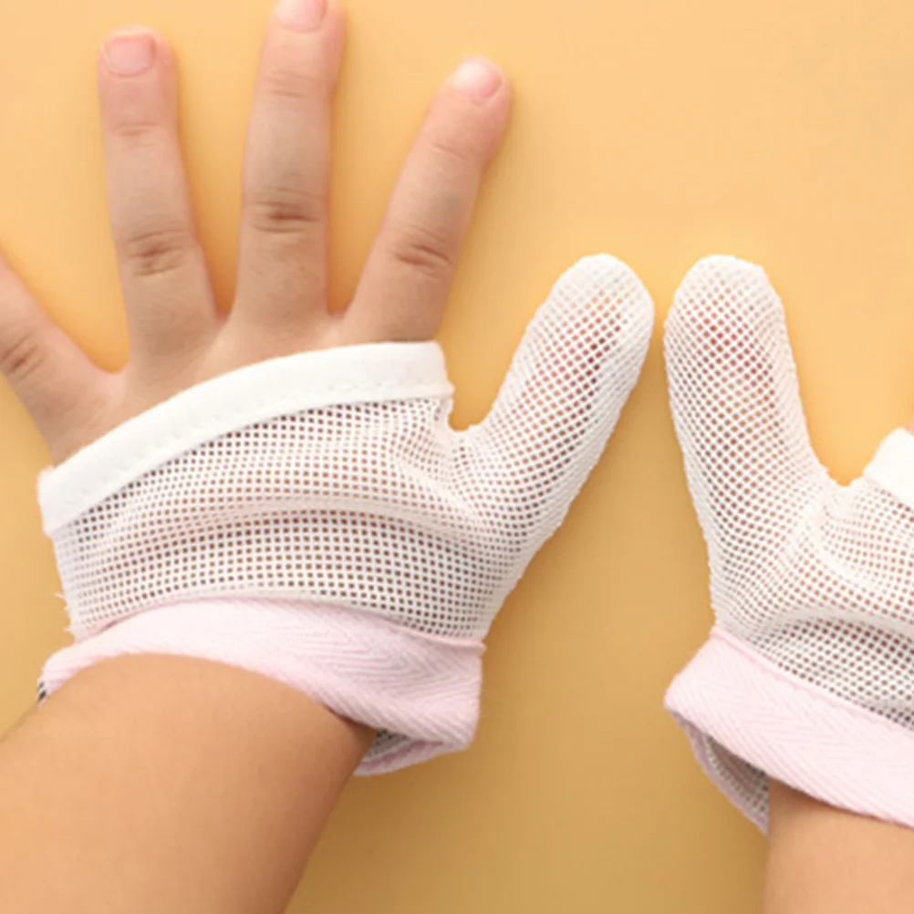 2Pairs Anti-eten Handschoenen Baby Vinger Zuigen Afschrikmiddel Mesh Baby Beschermende Protector Stop Duim Nylon Kinderen Anti-zuigen