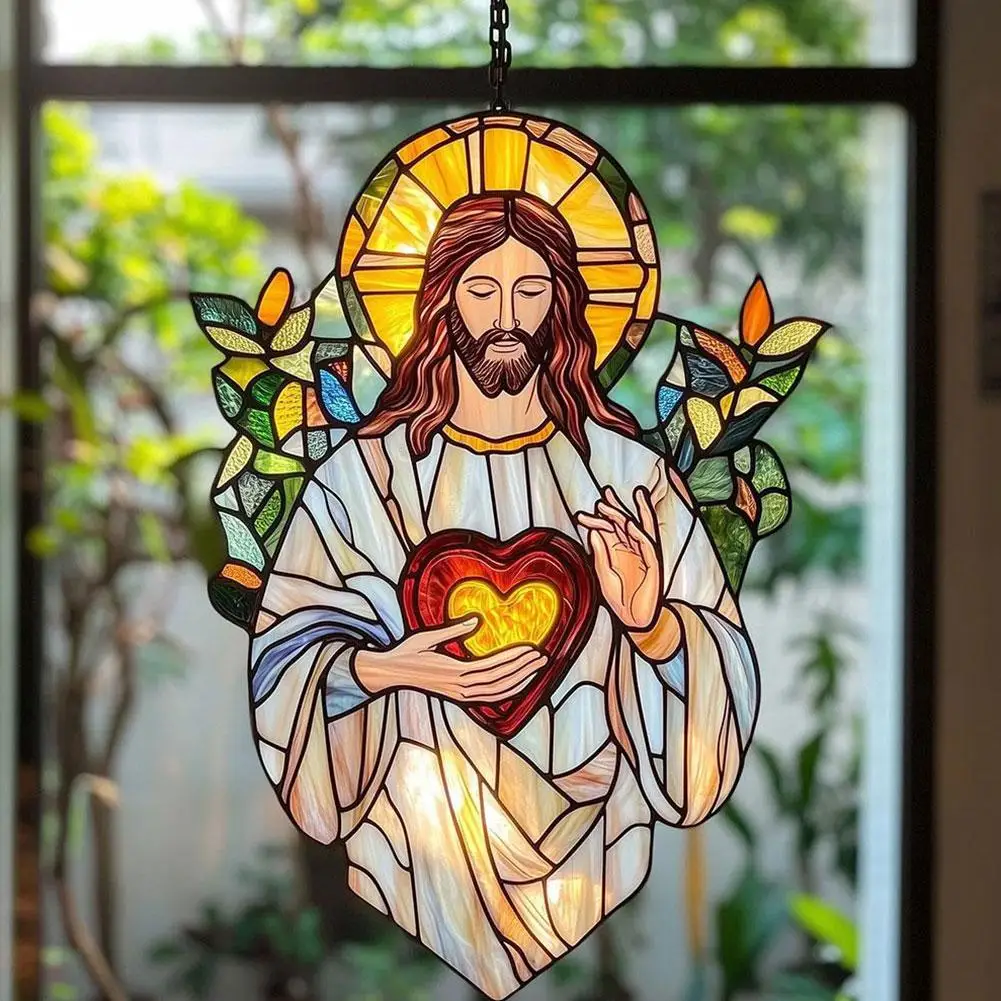 

Acrylic Window Hanging Ornament Decoration Christian Gift Jesus Wall Doorway Suncatcher Pattern Mary Car Pendant Virgin T1Q0