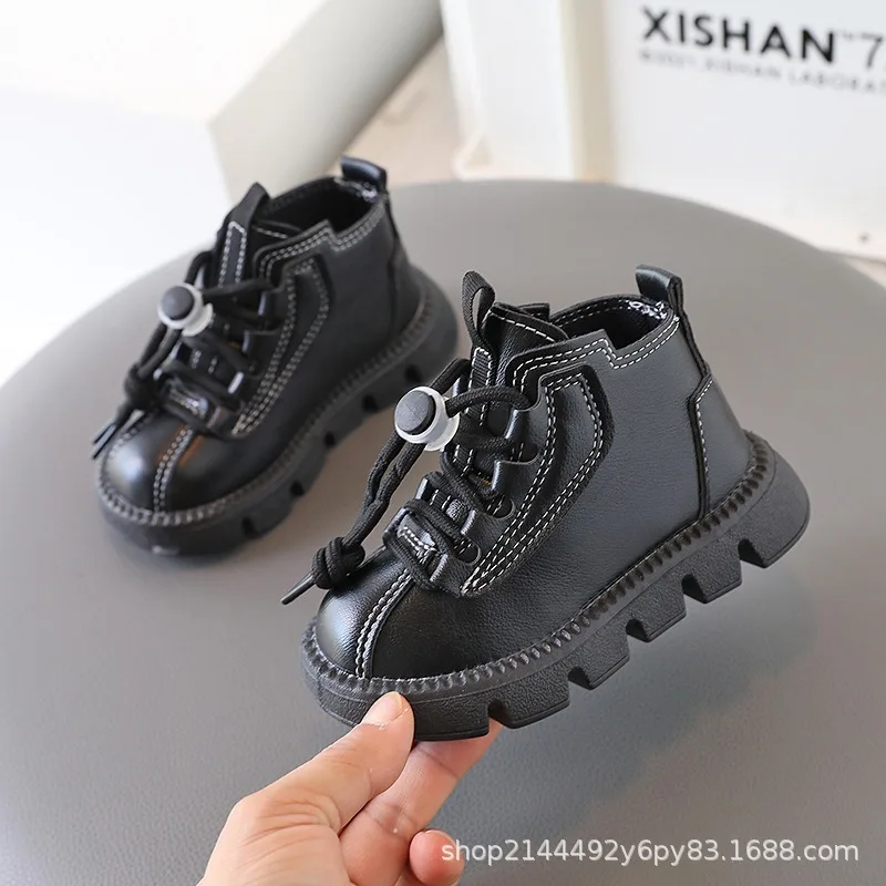 Autumn Boys Girls Soft-Soled Work Boots Kids Non-Slip Casual Shoes Baby Casual Shoes Children High-Top Retro Little Yellow Boots
