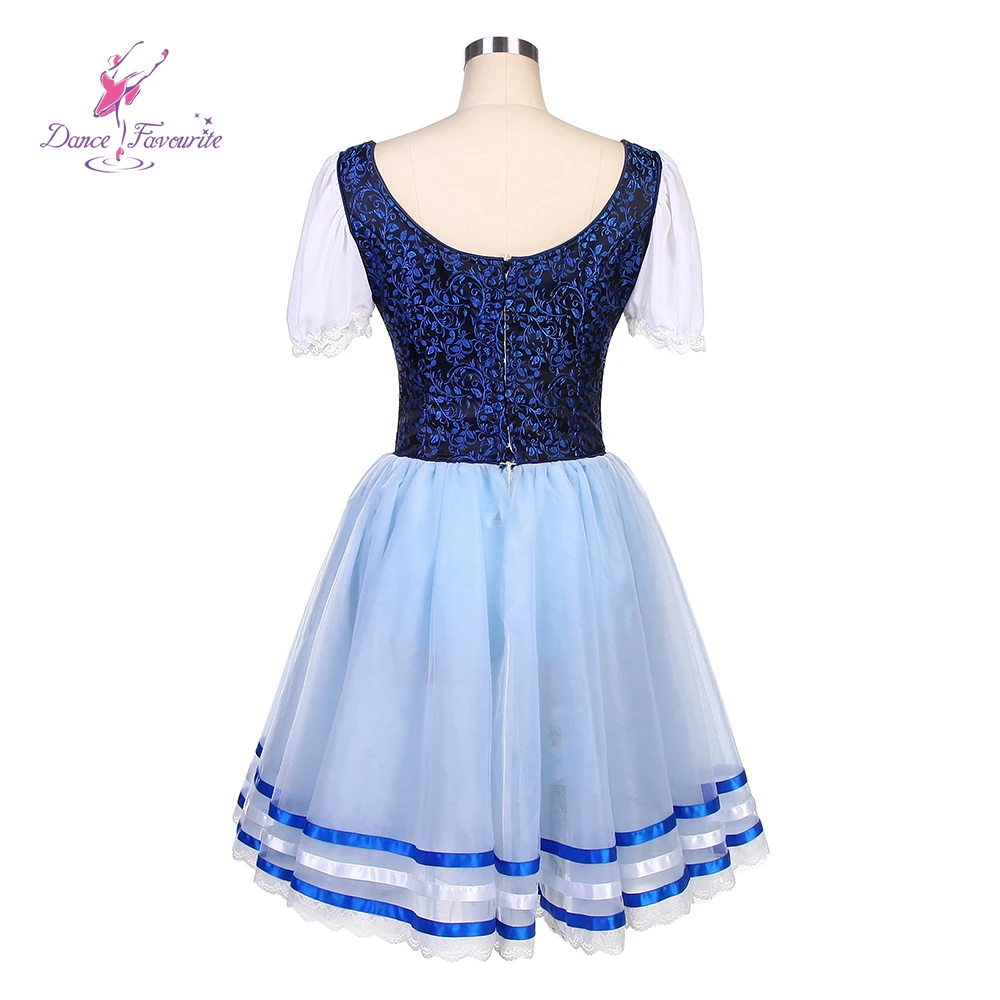 B20011 Navy Blue Top Bodice with Light Blue tulle Long Romantic Ballet Tutu Gessile Ballet Tutu