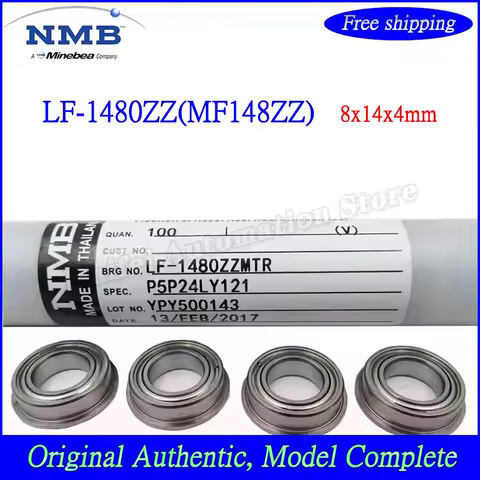 20PCS/50PCS/100PCS Original NMB Flange Bearing LF-1480ZZ LF-1480 MF148ZZ High Speed flanged ball Bearing 1480 1480ZZ 8x14x4mm