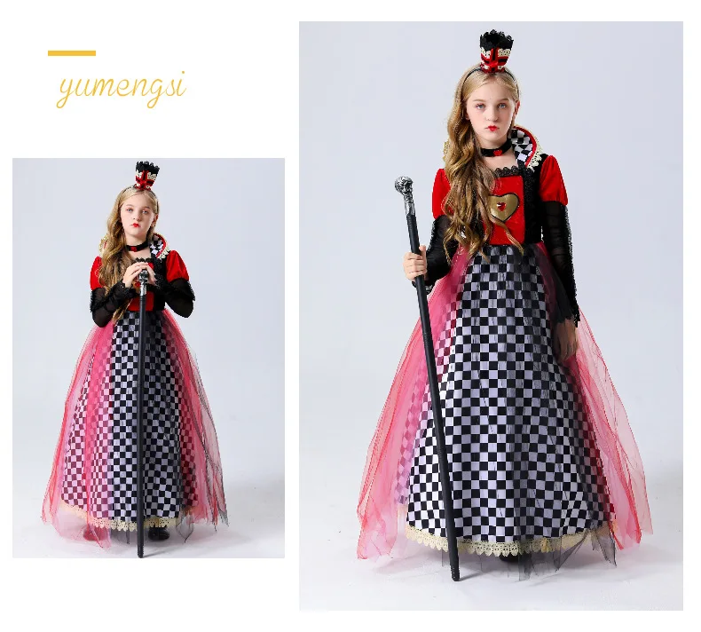 Halloween costumes, versatile, sleepwalking in Wonderland, Peach Heart Queen, Palace Queen, party costumes, parent-child childre