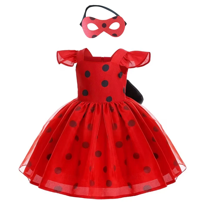 فستان أميرة للأطفال بعقدة حمراء ، ملابس كرنفال تنكرية ، ملابس طفلة ، حفلة عيد ميلاد ، جديد
