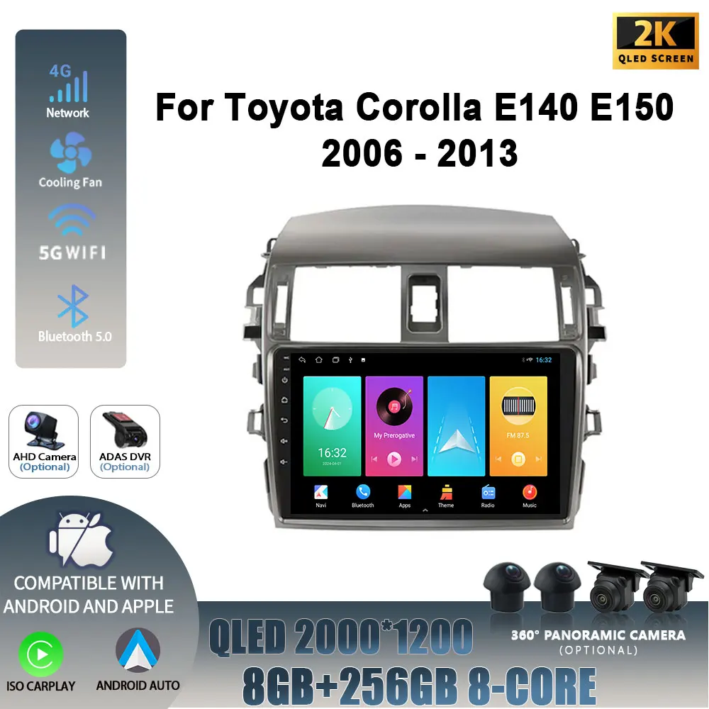 

Для Toyota Corolla E140 E150 2006-2013 головное устройство беспроводной Carplay экран Android 14 автомобильный радиоприемник мультимедийный навигационный плеер 4G