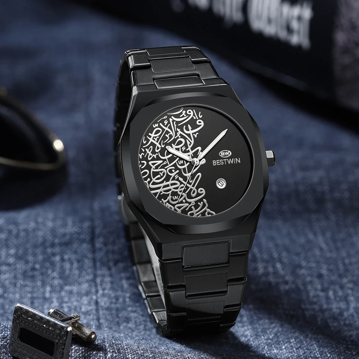 ساعات رجالية من أفضل العلامات التجارية الفاخرة بحزام من الفولاذ المقاوم للصدأ عالي الجودة مقاوم للماء ساعات رجالية بتصميم إبداعي مباشر وساعات تقويمية #5