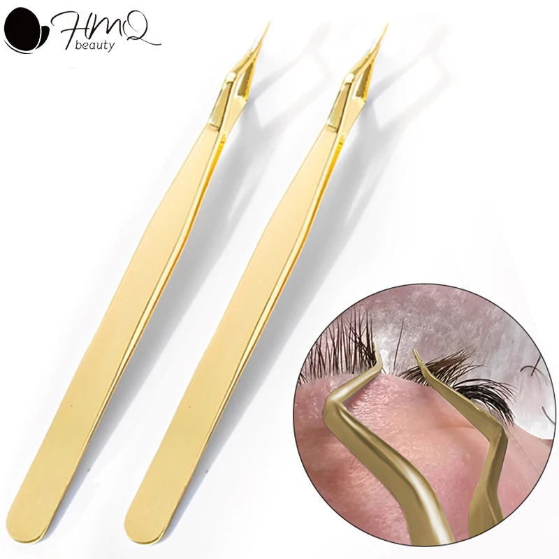 New Designed Isolation Lash Extension Tweezers High Precision Stainless Steel Curved Tip Tweezers Quick-Separator Makeup Tools