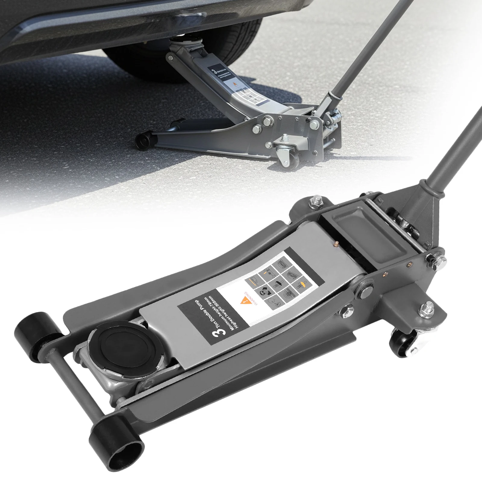 

3T Horizontal Hydraulic Jack with Big Wheels Dual Pumps Hydraulic Lift Adjustable Off Road Jack For Small Cars & Trucks
