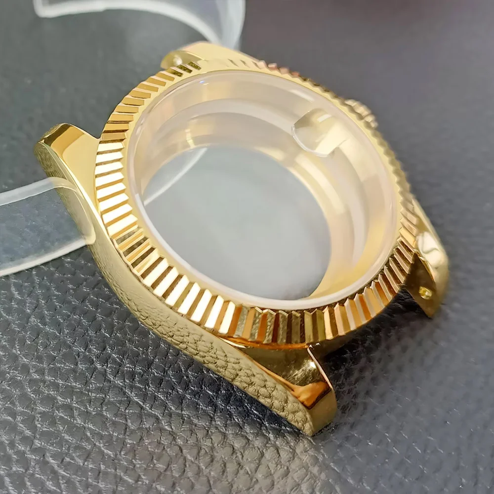 40 مللي متر صالح M8285/8215 حركة/القرص الرجال الصلب ساعة اكسسوارات سوار حزام ساعة صندوق الياقوت الزجاج ساعات المعصم