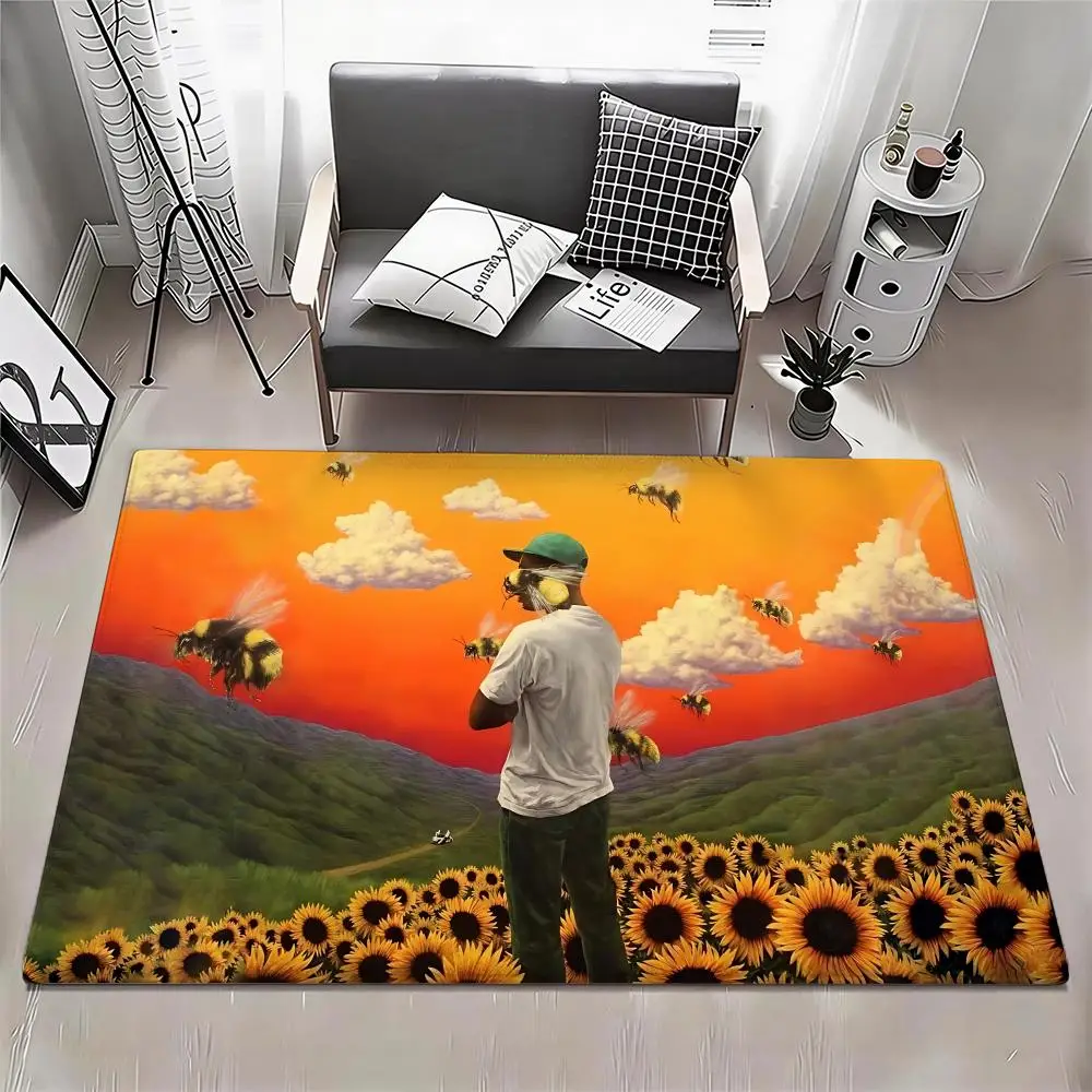 

Музыкальный коврик для пола Tyler The Creator Rapper Music, экологичный фланелевый коврик для прихожей, нескользящий, без запаха, для использования в помещении, мягкий коротковорсовый домашний коврик