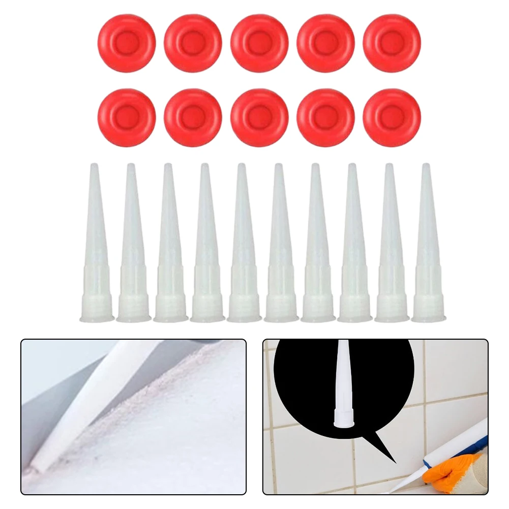 10 PCS Universal Caulking Gun Nozzles Glass Glue Red Nozzles Sealant Silicone Caulking Tips Mouth Home Construction Tools