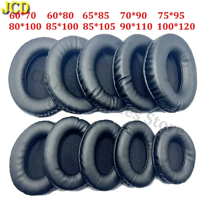 

2pcs 60*70/80 65*85 70*90 75*95 80*100 85*105 90*110 100*120 mm Oval Ear Pads For Headphones Covers Sponge Leather Foam Cushion