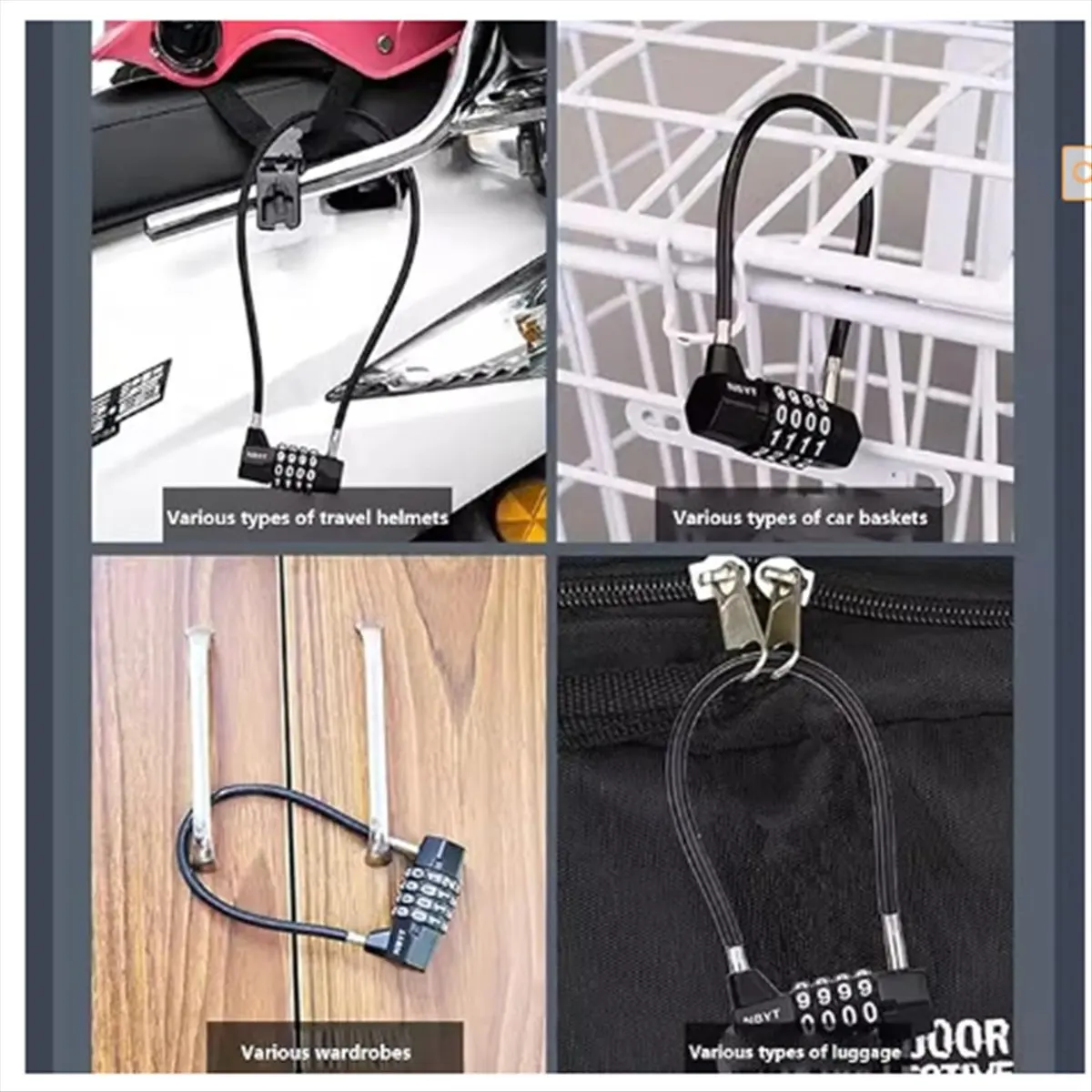 A63K& Luggage Locks, 4-Digit Security Suitcase Locks, Combination Padlock for Suitcases Flexible Cable Travel Lock, Bike Lock