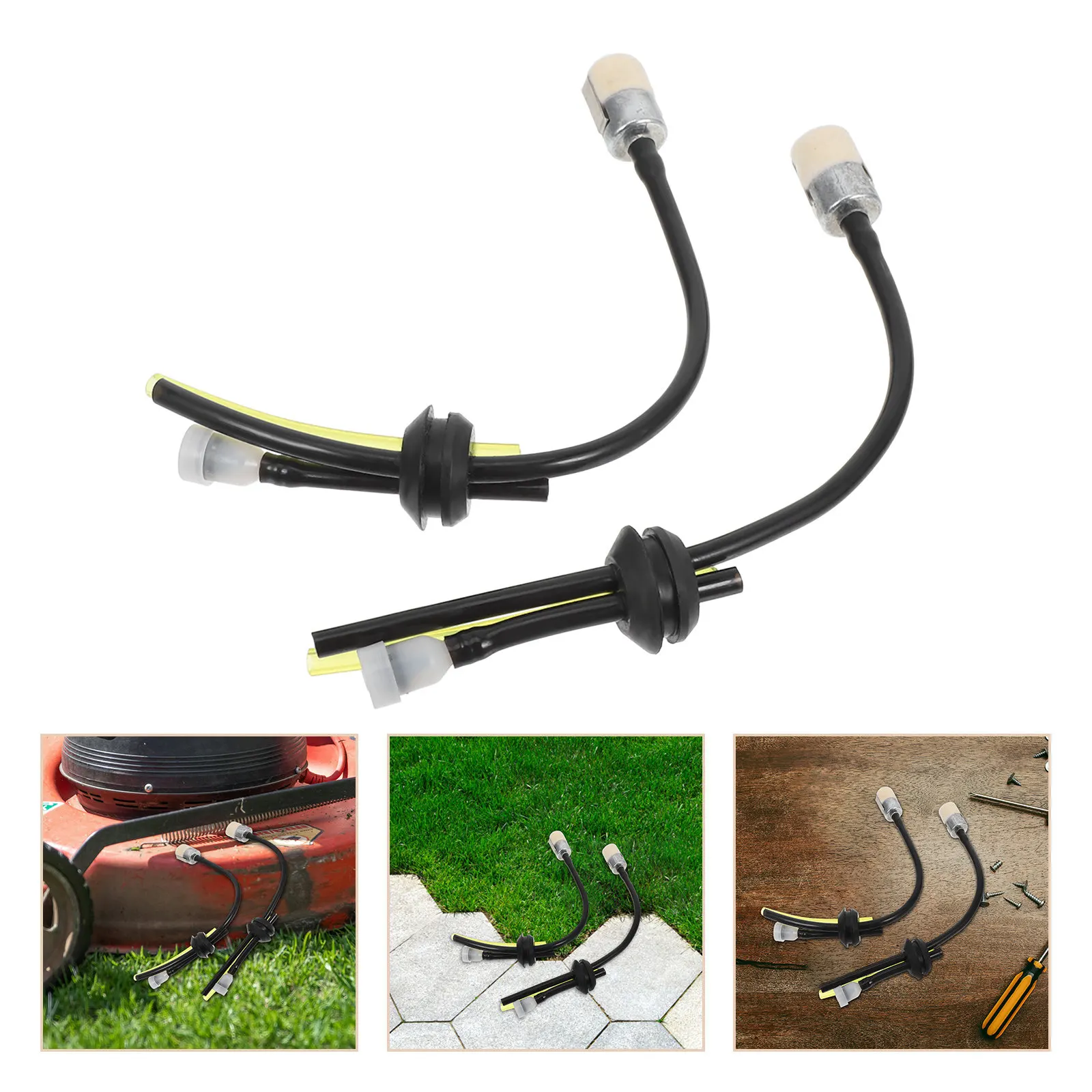 2Pcs Versatile Hole Fuel Line Assembly for Small Engines Lawn Mower String Trimmer Brush Cutter Petrol Gas Line Hose Flexible Pe
