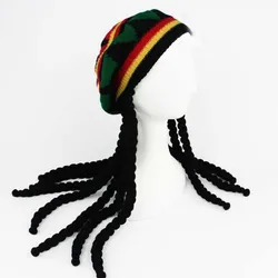 Fancy Dress Party Costume Hippie Beret Dreadlocks Wig Jamaican Rasta Hat Bob Marley Caribbean Fancy Dress Prop