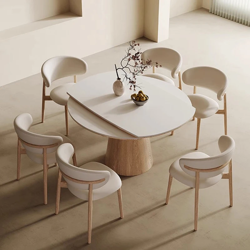 Nordic Solid Wood Dining Table Vintage Luxury Round Modern Dining Table Italy White Conjuntos De Sala De Jantar Home Furniture