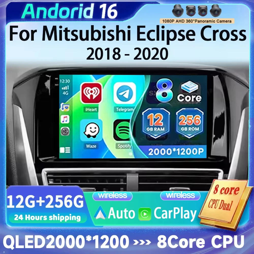 Andorid 16 Carplay Auto Car Radio For Mitsubishi Eclipse Cross 2018 2019 2020 Multimedia Video Player Navigation GPS 2din Stereo
