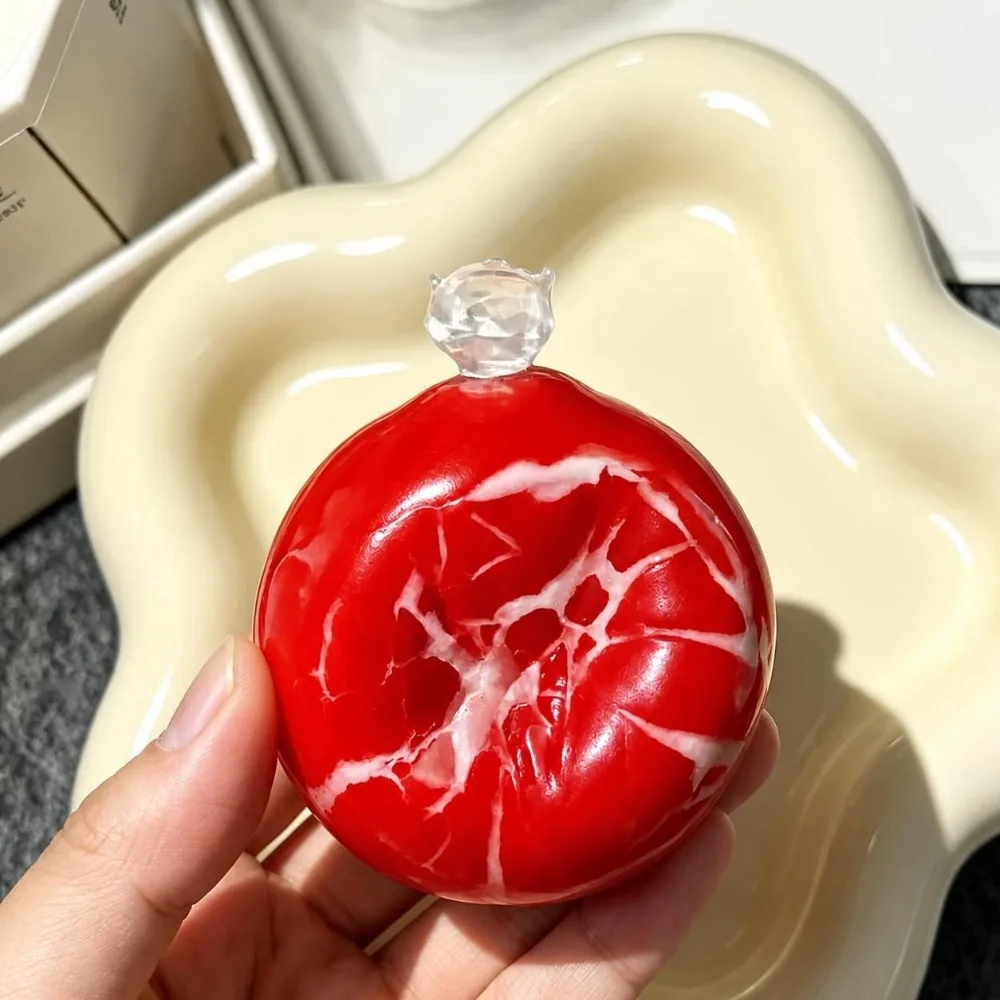 Soft Wax Cracking Squeeze Toy Stress Relief Slow Rebound Red Crispy Ball Stress Toy Reusable Shapeable Decompression Pinch Toy