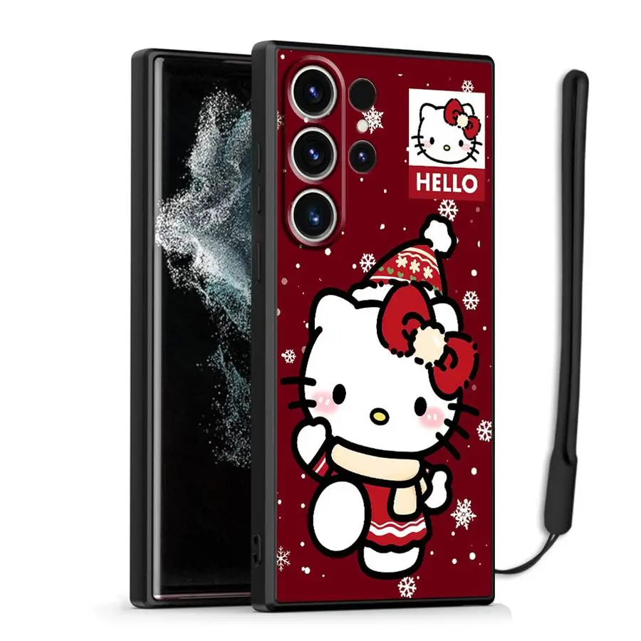 Custodia morbida per telefono per Samsung Galaxy S23 S24 FE Nota 20 10 Ultra S22 Ultra S25 Edge S21 Plus S20 Rosso Sanrio Hello Kitty