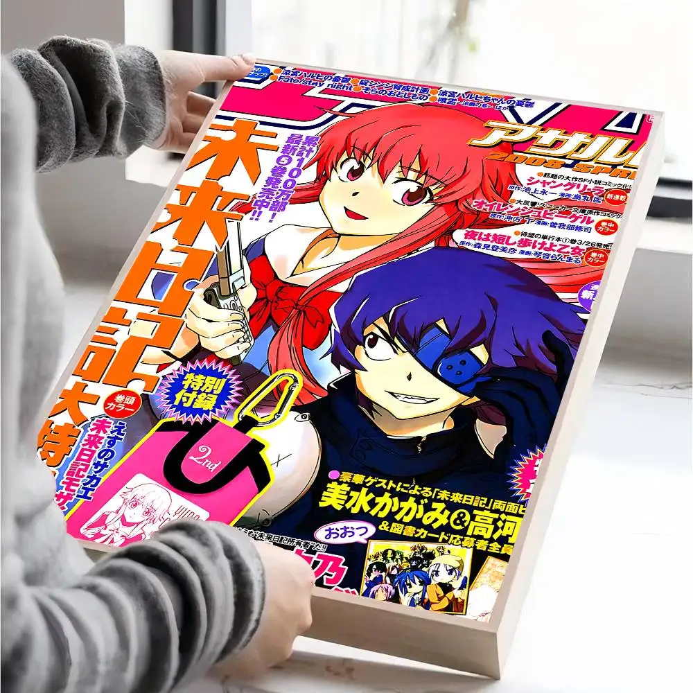 أنيمي الشكل ميراي نيكي المستقبل مذكرات ذاتية اللصق ملصق فني ديكور اللوحة جدار الفن ورق الكرافت الأبيض ديكور المنزل