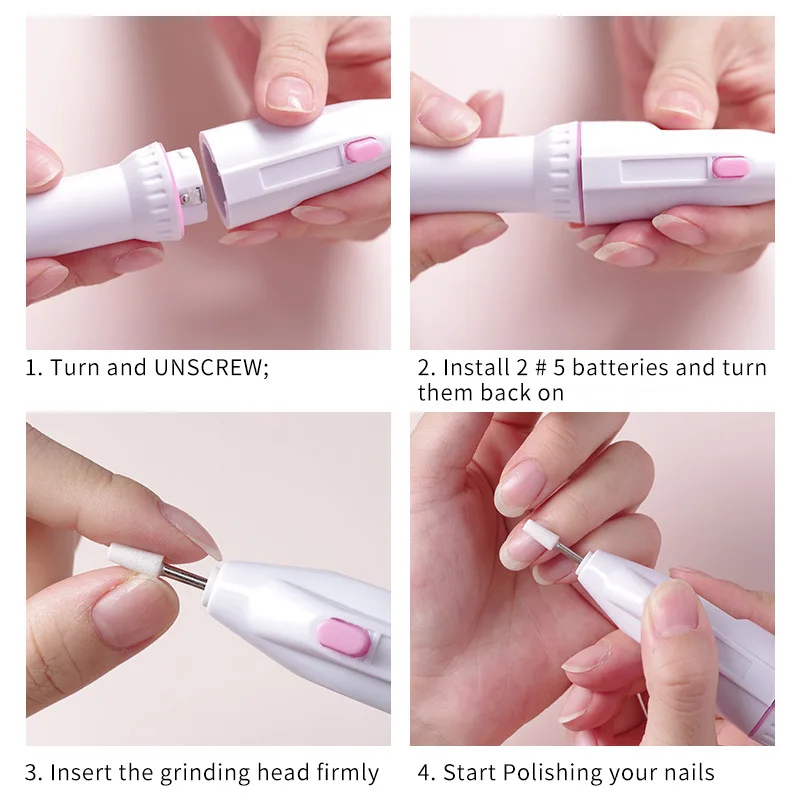 ZK30 5 In 1 Electric Nail Polisher for Removing Dead Skin Nail Remover Polish Machine Portable Pen Battery Polisher Nail Drill