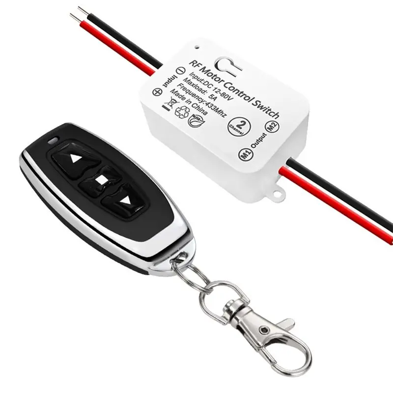 JABS-DC Motor Remote Control Switch, DC 12V-80V 5A Relay Receiver Controller, Radio Control Motor Move Forward And Reverse