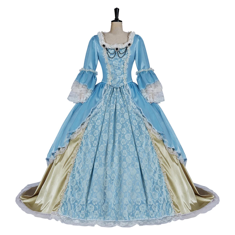 

Women's Blue Baroque Rococo Marie Antoinette Dress 18th Century Victorian Royal Court Princess Ball Gown Lolita Fancy Costume