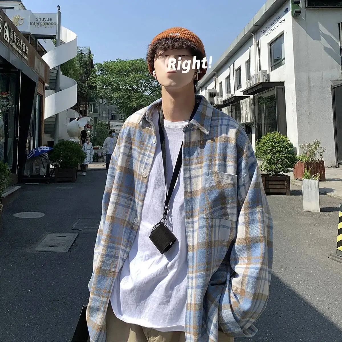 Green Woolen Plaid Shirt Long Sleeve Casual Design Sensibility Jacket Autumn/Winter British Style Men's Fashion