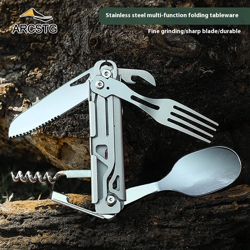 

10-in-1 Outdoor Multi-function Foldable Utensils Camping Cutlery Set Bottle Opener Camping Tools Outdoor Camping Accessories