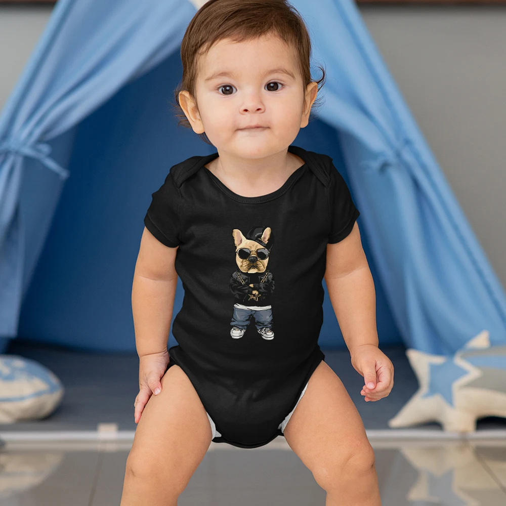 

Punk Harajuku Fashion Dog Newborn Toddler Baby Boy Bodysuit Hipster Cool Black Infant Onesies Loose Breathable Summer Jumpsuits