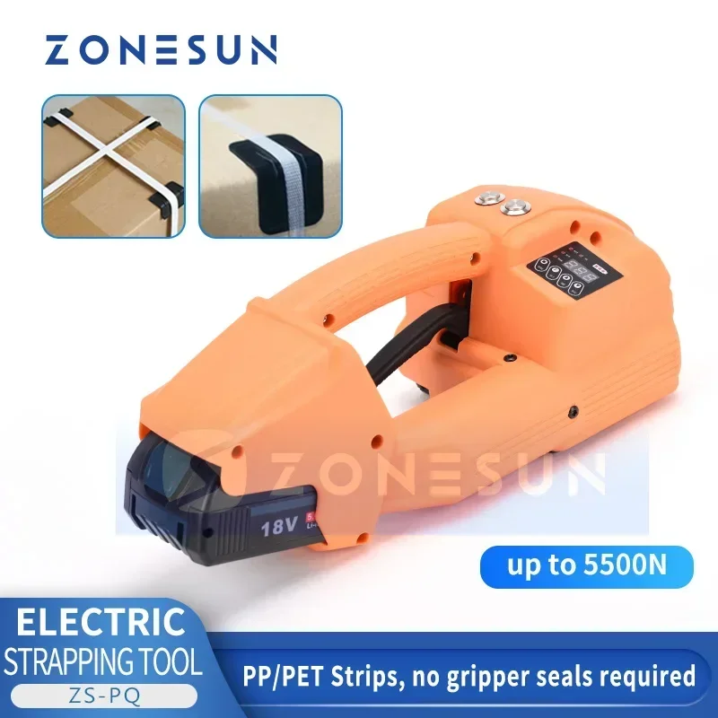 

ZONESUN ZS-PQ2 Handheld Electric Strapping Machine PP/PET Strip Belt Portable Lithium Rechargeable Battery Power Packing Machine