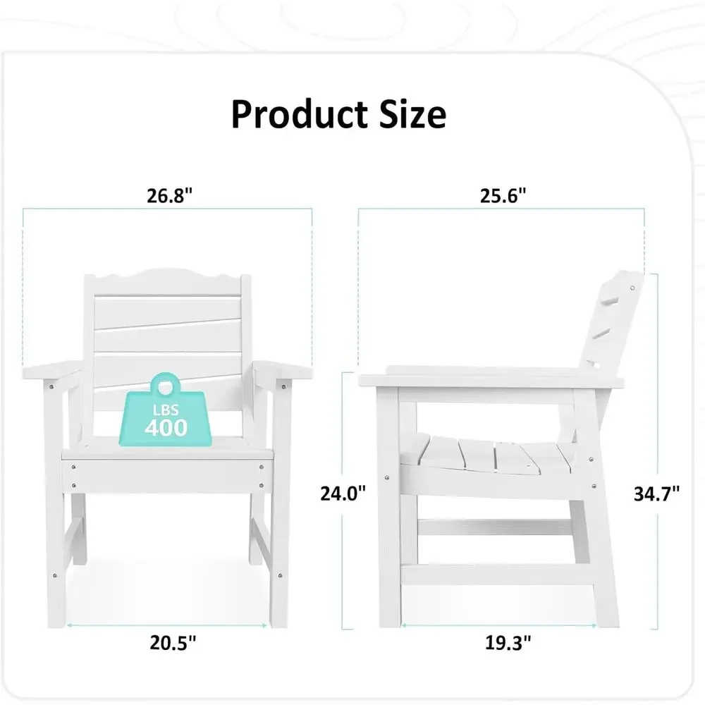 Eco-friendly Poly Lumber Patio Chairs with Ergonomic Design, 400lbs Capacity, Ideal for Outdoor Dining, Garden, Porch, and Backy