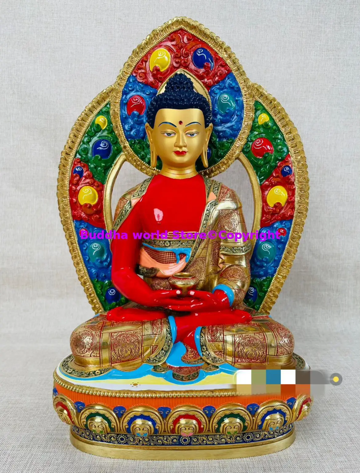 2025 large Boutique high quality Buddha statue Color Amitabha Medicine Buddha tara Jambhala longevity buddha COPPER statue