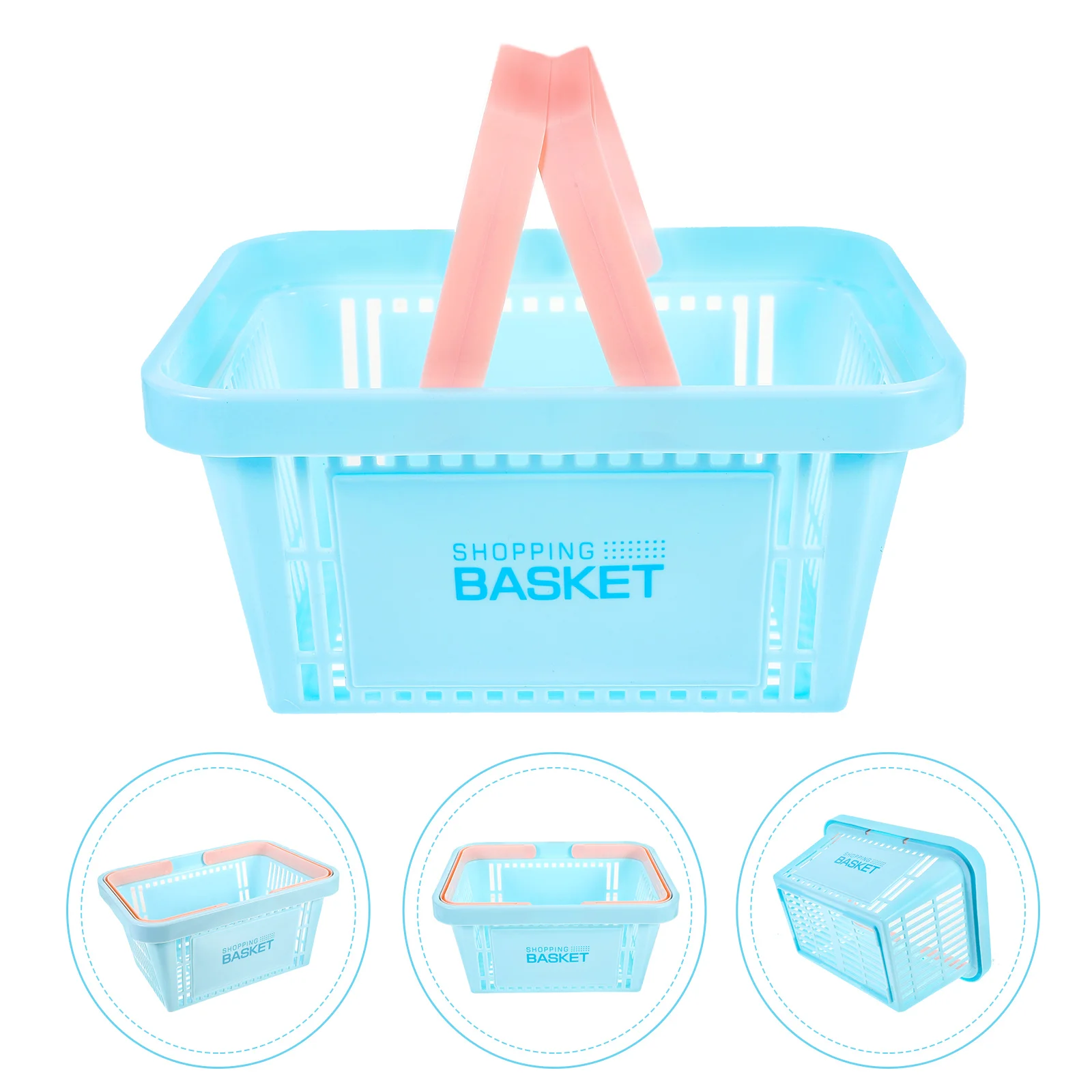 

1pcs Mini Storage Baskets Sky Blue Plastic Vegetable Crate PP Material Shopping Basket With Handle For Home Supermarket