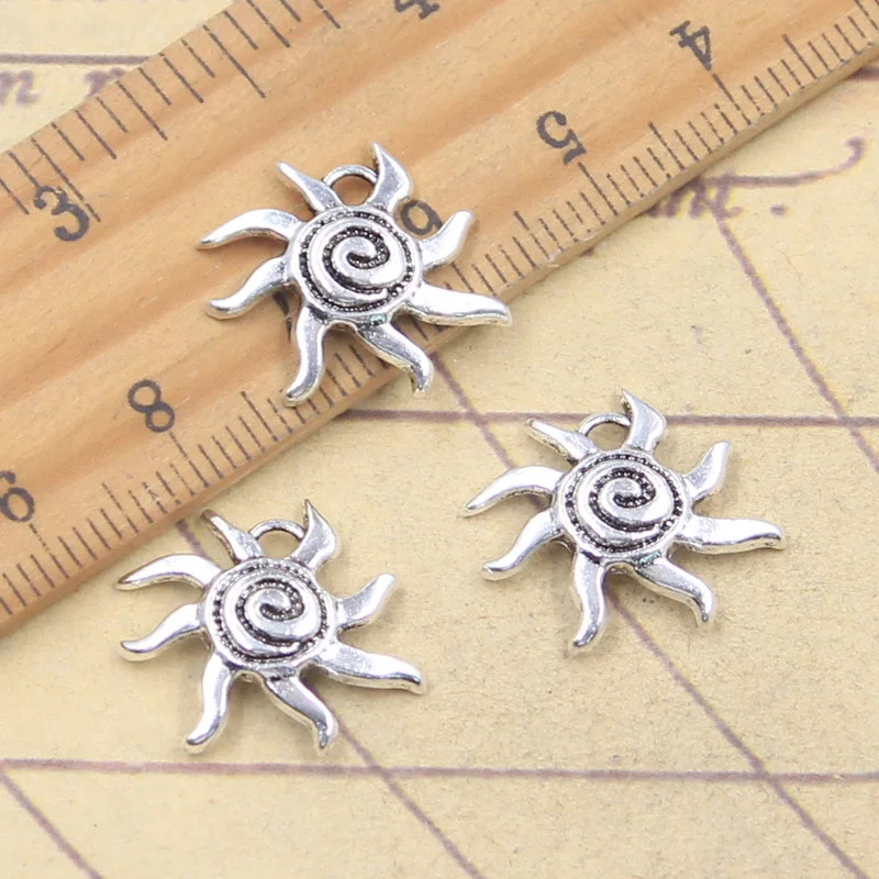 20pcs Charms sun spiral sunshine screw 17x18mm Antique Silver Color Pendants Making DIY Handmade Tibetan Finding Jewelry