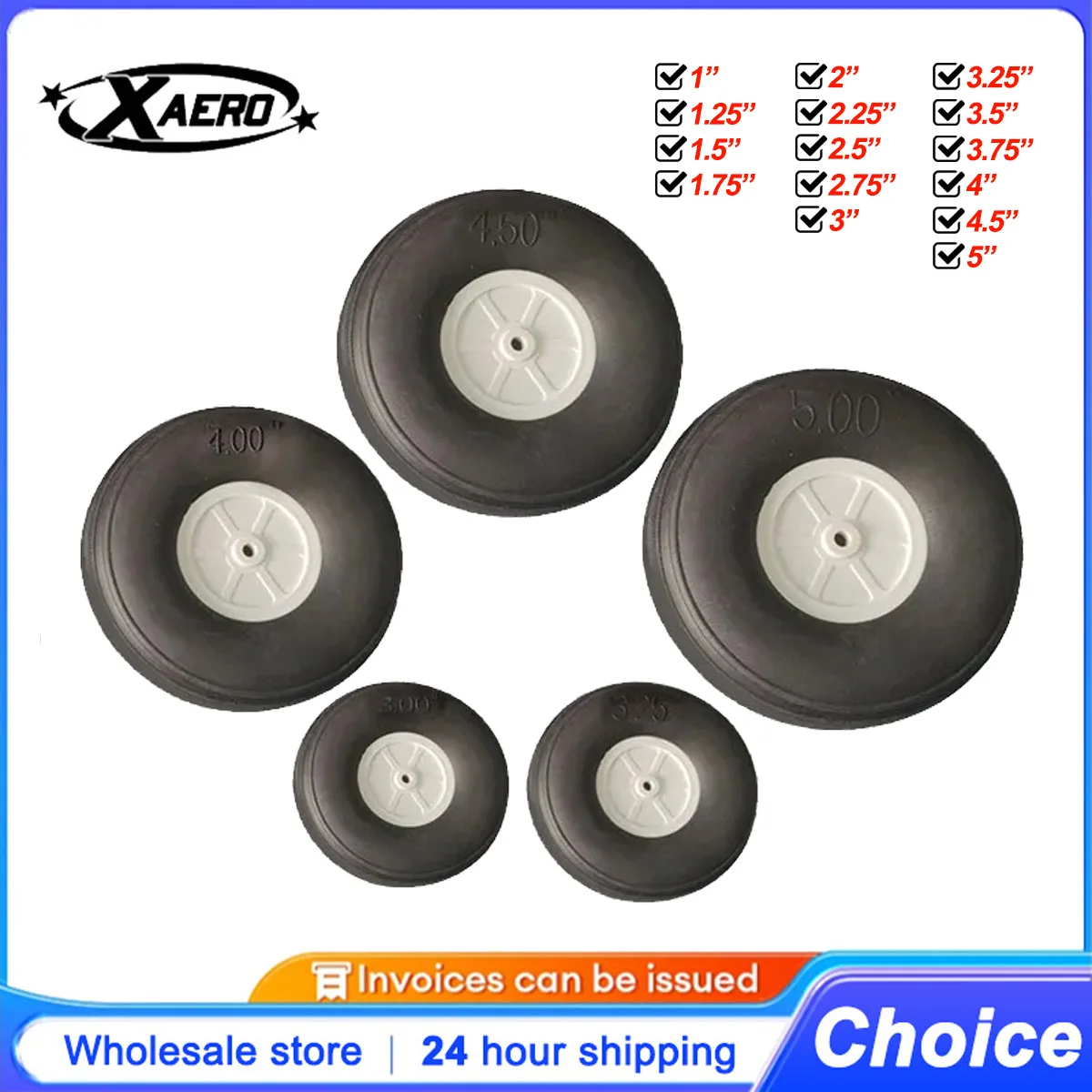 XAERO 2Pcs/Lot 1-5inch High Quality Ultra Light and High Flexibility PU Wheel Tail Wheel Tires For RC Airplane Replacement DIY
