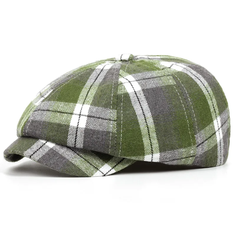 1 Stück Lässige Farbblock-Karo-Baskenmütze für Männer und Frauen, Künstlerische Schirmmütze, Dünnes Design, Britische Retro-Zeitungsjungenmütze für Frühling und Sommer – Detail 8