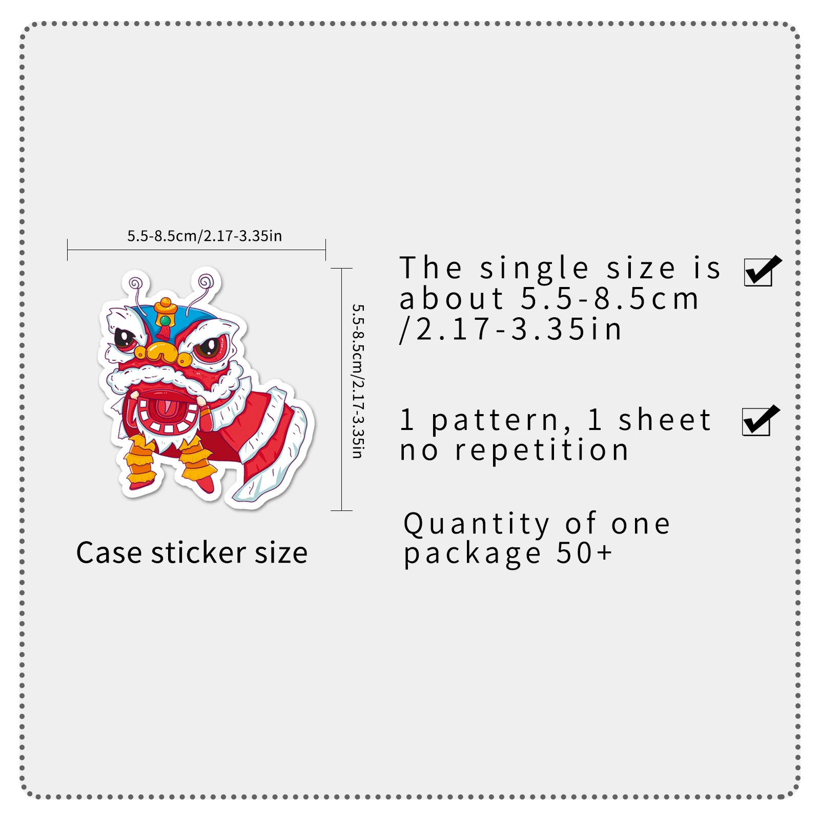 50pc Lion Dance Series Cartoon Cute Graffiti Stickers Suitcase Laptop Guitar Skateboard Personalized Decoration Stickers