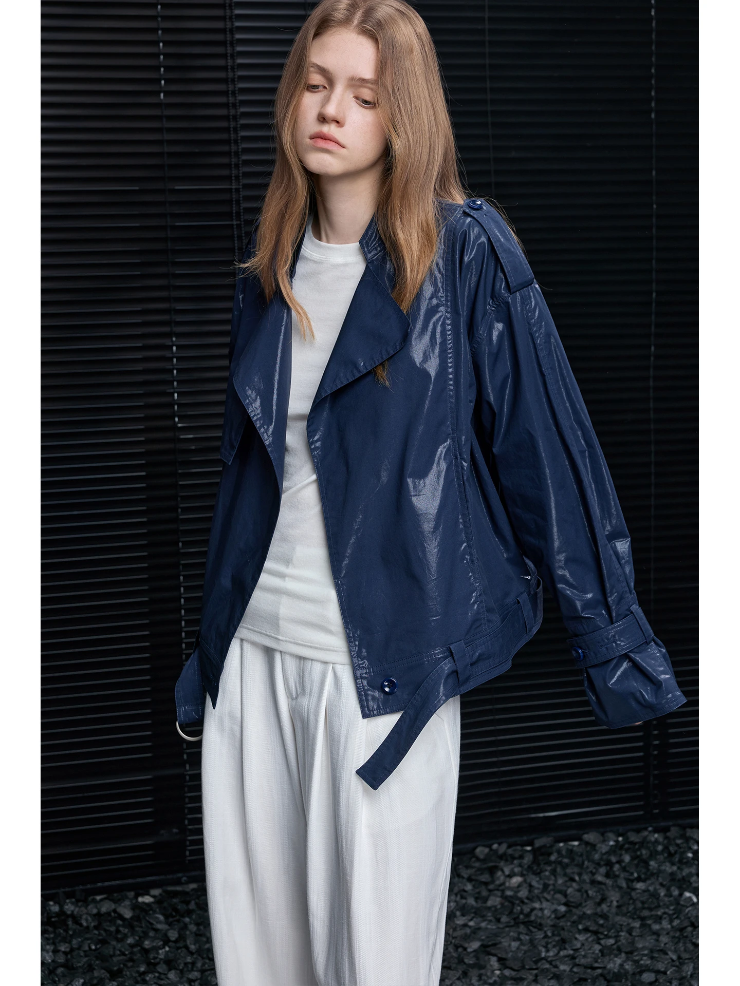 Street Sle Loose Fit Wax Leather Jaet Women's Spring 2026 New Unique Color Blo Faion Cool Unique Outerwear Coat
