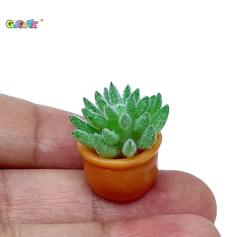 Cute Colorful Succulent Potted Cactus Mini Simulation Green Plant Micro Landscape Decoration Doll House Accessories