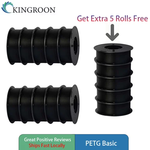 KINGROON PETG 3D Printer Filament 10KG + Free 5KG Total 15KG, 1.75mm 1 Spool Dimensional Accuracy, High Toughness Low Warp Strong Layer Adhesion, Clog-Free Bubble-Free, High Impact Strength Neatly Wound No Tangling, Consumables for FDM 3D Printing