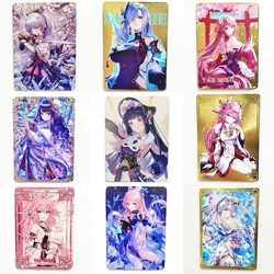 Anime Genshin Impact Peripheral Diy Metal Collectible Cards Yae Miko Raiden Shogun Kamisato Ayaka Christmas Birthday Gifts Toys