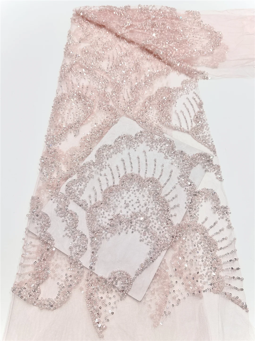 High-quality African Pearl Nigerian Elegant Embroidered Fabric French Tulle Lace Fabric With Sequins For Party Wedding SHIT