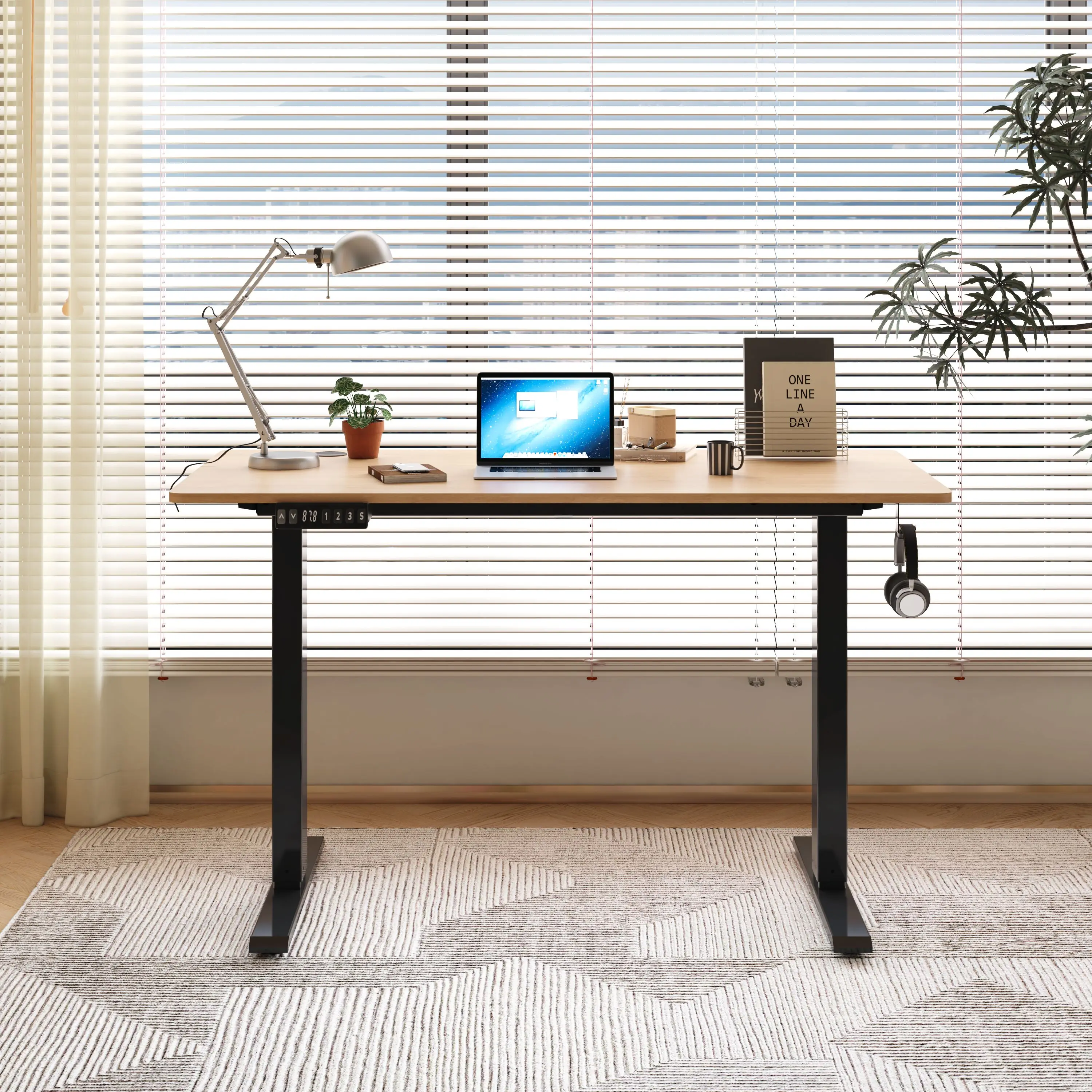 Workstation Electric Adjustable Standing Desk Office Home Gaming Computer Study Table Industrial Modern Drawers Filing Cabinets
