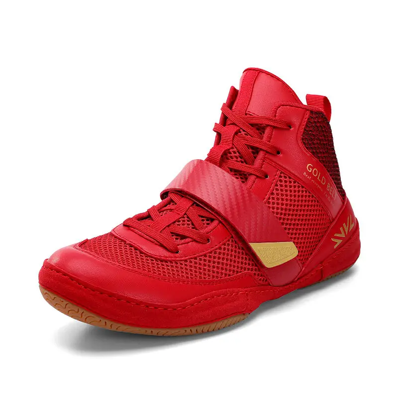 Professional Boxing Sneakers Mens Black Red Wrestling Boots Mens Athletic Sports Fitness Training Shoes