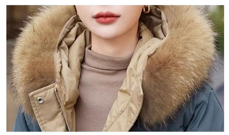 Down Cotton Jacket For Women Short Thickened 2026 Winter New Big Fur Collar Loose Cotton Coat Women's Warm Hooded Jackets Parker