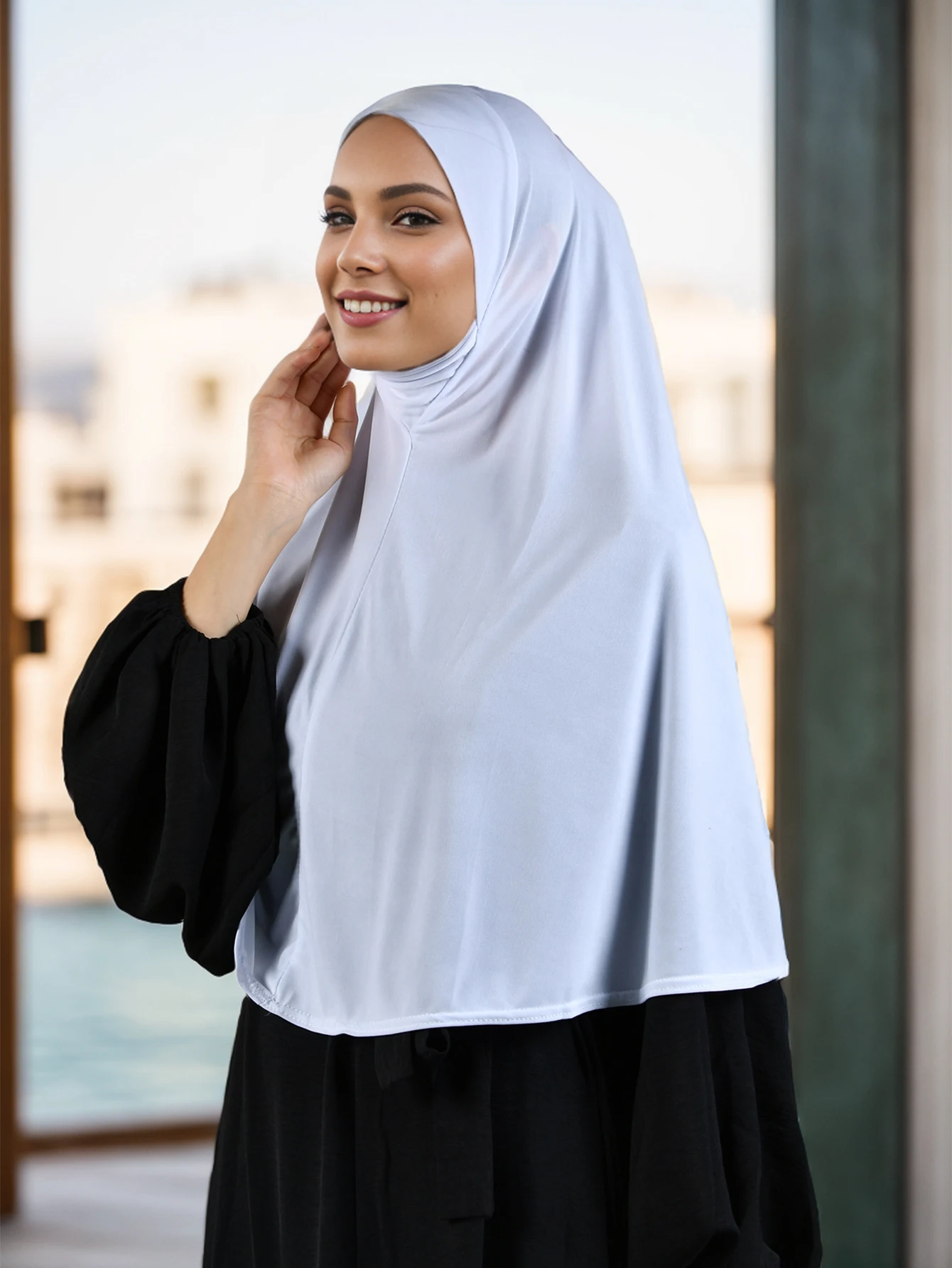 

Muslim Cotton Hemp Hijab for Women Solid Color Long Abays Soft Inner Hijab Islamic Plain Headscarf Wraps Full Cover