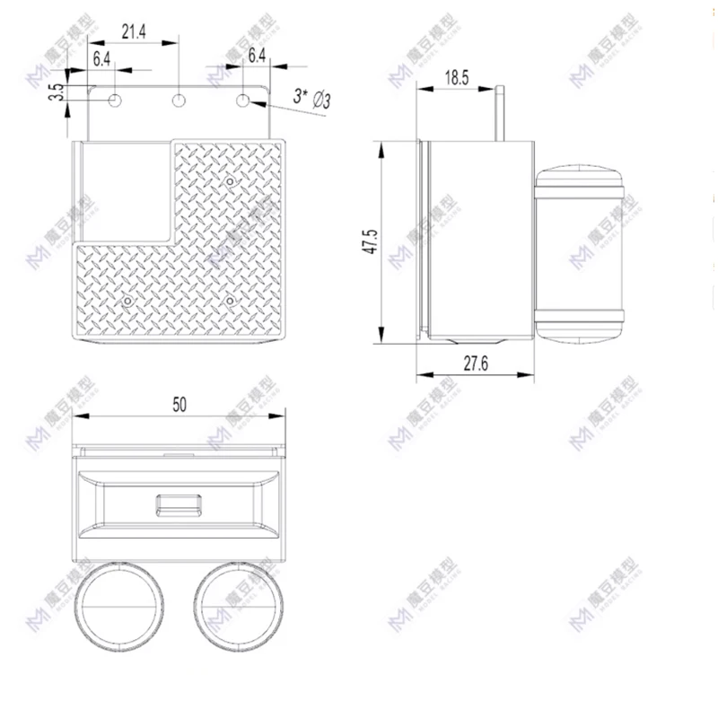 RC 1/14 Metall-Batteriekasten mit Servo-Befestigung für Tamiya Muldenkipper, Scania, Benz Actros LKW, Anhänger, Kipper, DIY-Teile – Detail 2