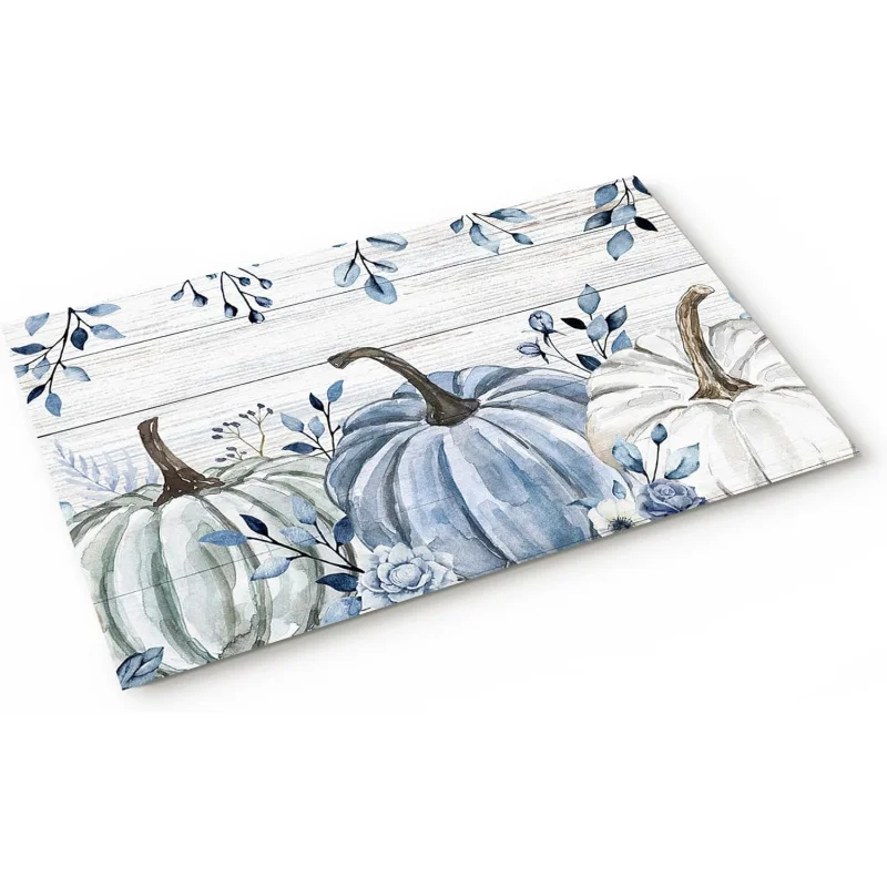 Thanksgiving Autumn By Mat Blue Pumpkin By Mat Welcome Mat Indoor and Outdoor Floor Mat 40 