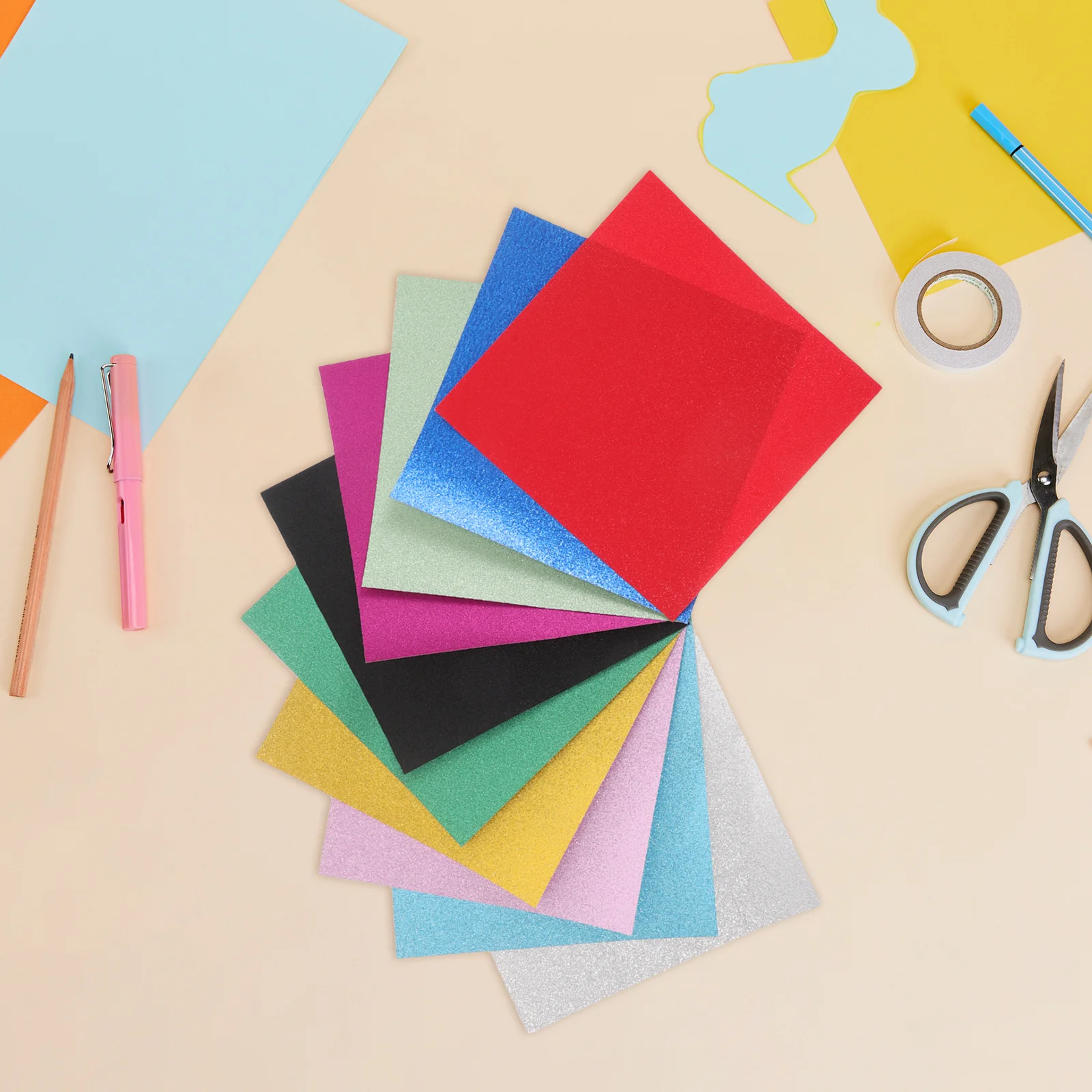 60 ورقة بريق اوريغامي ورقة 15 سنتيمتر 10 ألوان نابضة بالحياة لا تسليط سباركلي الملمس Crafts بها بنفسك الحرف سكرابوكينغ ورقة اللون البطاقات